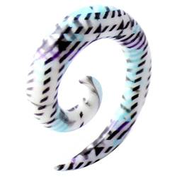 Monster Piercing | Ohrpiercing Dehnungsspirale Dehnungsschnecke Expander Spirale - Tunnel Plug | UV Acryl | Weiß mit Streifen | Durchmesser: 2MM bis 6MM | Hypoallergen von Monster Piercing
