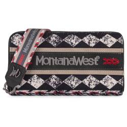 Montana West Boho-Geldbörse mit Handgelenkschlaufe für Damen, Wallet-Ink Impression, Geräumige Boho-Geldbörse von Montana West