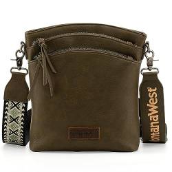 Montana West Crossbody Taschen für Frauen Multi Pocket Cross Body Bag Geldbörsen mit Gitarrengurt, Klassisch Dunkelgrün von Montana West