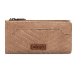 Wrangler Minimalistische Geldbörse für Damen, Kreditkartenetui, Reisebrieftasche, Kartenetuis und Geldorganizer mit glatten Reißverschlüssen, Khaki, Minimalistisch von Montana West