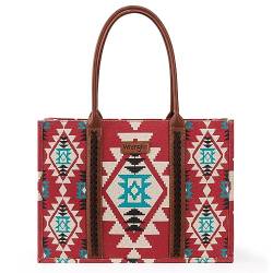 Wrangler Tote Bag Western Geldbörsen für Frauen Schulter Boho Aztec Handtaschen, Angel Diamond Burgunder-l, Large von Montana West