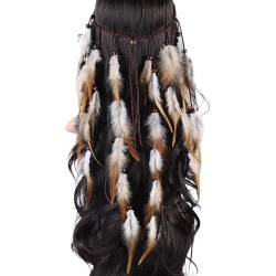 Buntes Haarband mit Federn und Perlen für Damen, ethnischer Blickfang, Boho-Stil, Hochzeit, Braut, Kopfschmuck, ethnische Stirnbänder für Frauen von Montesy