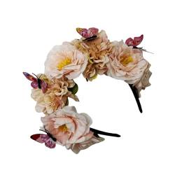 Cosplay-Stirnband mit realistischen Schmetterlings-Dekoren, ethnisches Stirnband für Braut, Blume für Hochzeit, Party, Blumen-Haarbänder für Mädchen, Blumen-Haarband für Frauen von Montesy