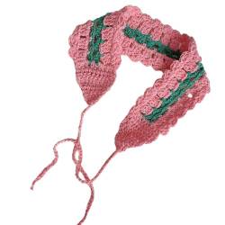 Häkelhaarband, Wickel-Kopfband, aufwendiges Kopftuch, gehäkelt, handgewebt, Kopfbedeckung, Kontrastfarbe, niedliche Cottagecore-Haarbänder von Montesy
