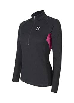 MONTURA - Damen-Shirt mit halber Reißverschluss Mikrofleece Thermic 3 - Schwarz, Schwarz - Violett - 9007, Large von Montura