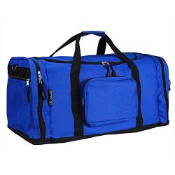 MONZANA® Reisetasche 90L 70x35x35cm Schultergurt Pad Abnehmbar Verstellbar Front & Seitenfächer Standfüße Weekender Duffelbag Sporttasche Blau von Monzana