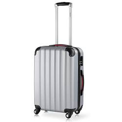 Monzana® Koffer Baseline Handgepäck ABS Hard Case Gehäuse gummierte Rollen Teleskopgriff Zahlenschloss Reisekoffer Hartschalenkoffer Trolley Silber L von Monzana