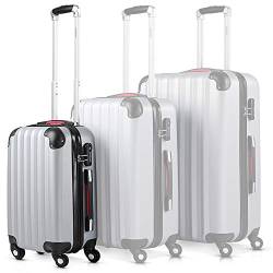 Monzana® Koffer Baseline Handgepäck ABS Hard Case Gehäuse gummierte Rollen Teleskopgriff Zahlenschloss Reisekoffer Hartschalenkoffer Trolley Silber M von Monzana