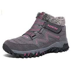 Moodeng Winterschuhe Damen Warm Winterstiefel Gefütterte Schneestiefel Winter Outdoor Rutschfest Trekking Wanderschuhe Sports Stiefel (grau, numeric_38_point_5) CN39 von Moodeng