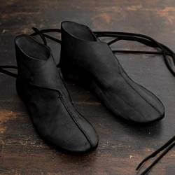 Mooke Flache Single Schuhe Herren Steampunk Stiefel - Viktorianische Kostümschuhe - Retro Lässige Leder Stiefeletten Cosplay Ritterprinz,Schwarz,44 von Mooke
