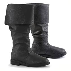 Mooke Kunstleder Piratenstiefel Mit Bündchen Und Schnürung Für Mittelalter Stiefeletten Renaissance Kostüme Stiefel Accessoires Für Erwachsene Und Kinder,Schwarz,39 von Mooke