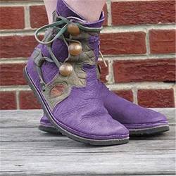 Mooke Stiefeletten Für Damen, Mittelalterliche Lederschuhe Kreuzriemen Stiefeletten Viktorianische Renaissance Stiefel Schuhe Cosplay,Lila,38 von Mooke