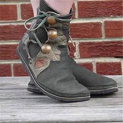 Mooke Stiefeletten Für Damen, Mittelalterliche Lederschuhe Kreuzriemen Stiefeletten Viktorianische Renaissance Stiefel Schuhe Cosplay,Schwarz,36 von Mooke