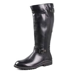 Mooketp1 Gothic Herren Biker Ritterstiefel - PU-Leder Motorradstiefel Cosplay Stiefel Kniehohe Stiefel Schnalle Reitkostüm Schuhe,Schwarz,42 von Mooketp1