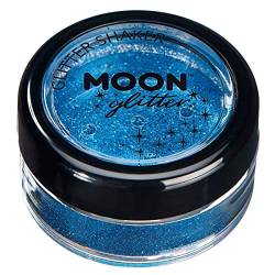 Fein Glitterstreuer von Moon Glitter - 100% kosmetische Glitzer für Gesicht, Körper, Nägel, Haare und Lippen - 5g - Blau von Moon Glitter
