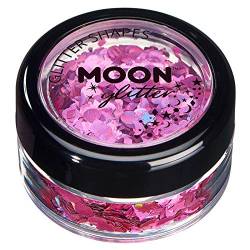 Holographische Glitzer-Formen von Moon Glitter - 100% kosmetische Glitzer für Gesicht, Körper, Nägel, Haare und Lippen - 3g - Rosa von Moon Glitter