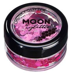 Holographischer grober Glitzer von Moon Glitter - 100% kosmetische Glitzer für Gesicht, Körper, Nägel, Haare und Lippen - 3g - Rosa von Moon Glitter