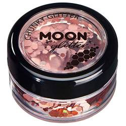 Holographischer grober Glitzer von Moon Glitter - 100% kosmetische Glitzer für Gesicht, Körper, Nägel, Haare und Lippen - 3g - Roségold von Moon Glitter