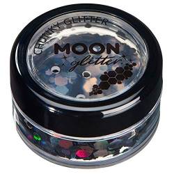 Holographischer grober Glitzer von Moon Glitter - 100% kosmetische Glitzer für Gesicht, Körper, Nägel, Haare und Lippen - 3g - Schwarz von Moon Glitter