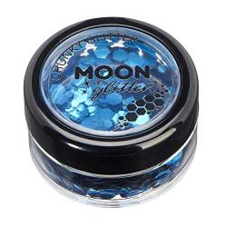 Klassischer grobkörniger Glitter von Moon Glitter - 100% kosmetische Glitzer für Gesicht, Körper, Nägel, Haare und Lippen - 3g - Blau von Moon Glitter