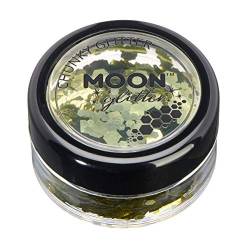 Klassischer grobkörniger Glitter von Moon Glitter - 100% kosmetische Glitzer für Gesicht, Körper, Nägel, Haare und Lippen - 3g - Gold von Moon Glitter