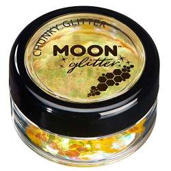 Schillernder grober Glitzer von Moon Glitter - 100% kosmetische Glitzer für Gesicht, Körper, Nägel, Haare und Lippen - 3g - Gelb von Moon Glitter