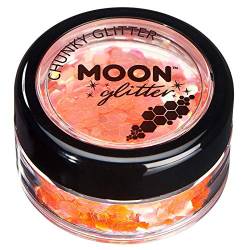 Schillernder grober Glitzer von Moon Glitter - 100% kosmetische Glitzer für Gesicht, Körper, Nägel, Haare und Lippen - 3g - Orange von Moon Glitter