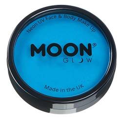 Moon Glow Pro Intensiv Neon UV-Gesichts- und Körperbemalung in Kuchentöpfen, professionelles Gesichtsbemalungs-Make-up auf Wasserbasis für Erwachsene und Kinder, 36 g (Intensivblau) von Moon Glow