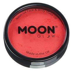 Moon Glow Pro Intensiv Neon UV-Gesichts- und Körperbemalung in Kuchentöpfen, professionelles wasserbasiertes Gesichtsbemalungs-Make-up für Erwachsene und Kinder, 36 g (Intensives Rot) von Moon Glow