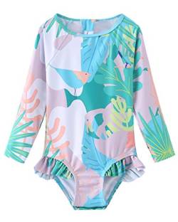 Baby Mädchen Einteiliger Badeanzug Kleinkind Langarm Schwimmanzug Kinder Hawaiian Bademode Tukan 86/92 18-24 Monate von Moon Tree