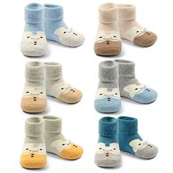 Baby Warme Wintersocken Baby Jungen Anti-Rutsch Socken Baby Mädchen Dicke Baumwollsocken 6er Pack 2 Jahre/12-24 Monate von Moon Tree