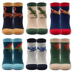 Moon Tree Jungen Warme Wollsocken Kinder Thermo Wintersocken Dicke Socken 6 Stück 23-26/3-5 Jahre von Moon Tree