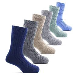 Moon Tree Jungen Wollsocken Kinder Warme Wintersocken Dicke Socken 6 Stück 27-30/5-7 Jahre von Moon Tree