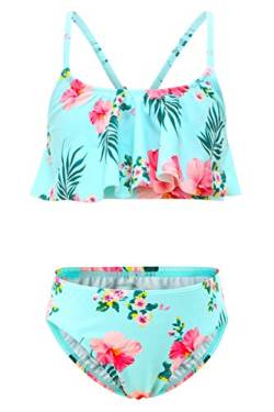 Moon Tree Mädchen Bikini Badeanzug Rüschen Hawaiian Badeanzug Strand Blumen 5-6 Jahre/116 von Moon Tree