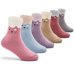 Moon Tree Mädchen Wollsocken Kinder Warme Wintersocken Dicke Socken 6 Stück 27-30/8-10 Jahre von Moon Tree