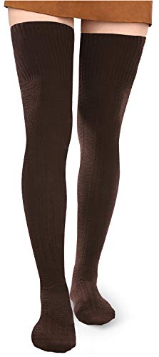 Moon Wood Damen Oberschenkel Hohe Socken Extra Lange Baumwolle Strick Warm Dicke Hohe Lange Stiefel Strümpfe Beinwärmer von Moon Wood