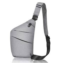 Brusttasche Herren Schultertasche, Anti-Diebstahl Umhängetasche Rucksack, Multi-Pocket Crossbody Sling Bag Großer Kapazität Einfach zu Tragen für Unisex Freien Reisen Wandern Joggen (Grau) von MoonSing