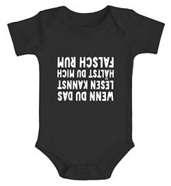 MoonWorks® Baby Body Wenn du das lesen Kannst hälst du Mich falschrum lustige Sprüche Bio-Baumwolle Jungen & Mädchen schwarz 6-12 Monate von MoonWorks