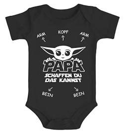 MoonWorks® Baby Body mit Spruch Papa du schaffst das lustiges Geschenk für Väter Bio-Baumwolle Jungen & Mädchen schwarz 12-18 Monate von MoonWorks