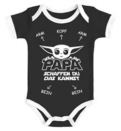 MoonWorks® Baby Body mit Spruch Papa du schaffst das lustiges Geschenk für Väter Bio-Baumwolle Jungen & Mädchen schwarz-weiß 3-6 Monate von MoonWorks