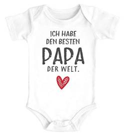 MoonWorks® Baby Body mit Spruch ich Habe den besten Papa der Welt Geschenk Geburtstag Bio-Baumwolle Jungen & Mädchen weiß 12-18 Monate von MoonWorks