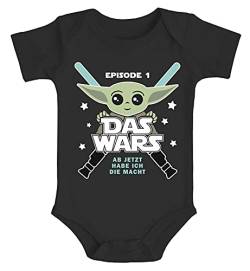 MoonWorks® Baby Body mit Spruch lustig Episode 1 Das Wars Jetzt Habe ich die Macht Yoda Parodie Jungen & Mädchen schwarz 6-12 Monate von MoonWorks