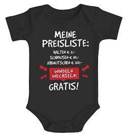 MoonWorks® Baby Body mit Spruch lustig Meine Preisliste Bio-Baumwolle Jungen & Mädchen schwarz 0-3 Monate von MoonWorks