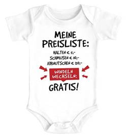 MoonWorks® Baby Body mit Spruch lustig Meine Preisliste Bio-Baumwolle Jungen & Mädchen weiß 0-3 Monate von MoonWorks