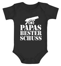 MoonWorks® Baby Body mit Spruch lustig Papas Bester Schuss Kanone Bio-Baumwolle Jungen & Mädchen schwarz 6-12 Monate von MoonWorks