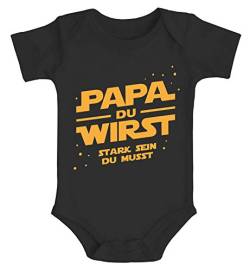 MoonWorks® Baby Body mit lustigem Spruch Yoda Papa du wirst stark Sein du musst Ankündigung Schwangerschaft schwarz 3-6 Monate von MoonWorks