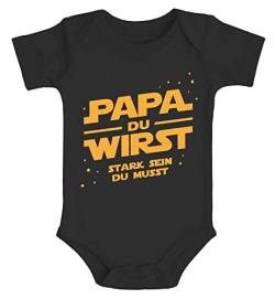 MoonWorks® Baby Body mit lustigem Spruch Yoda Papa du wirst stark Sein du musst Ankündigung Schwangerschaft schwarz 6-12 Monate von MoonWorks
