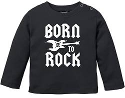 MoonWorks® Baby Langarmshirt Babyshirt Born to Rock Hardrock Heavy Metal Jungen Mädchen Shirt schwarz 56/62 (1-3 Monate) von MoonWorks