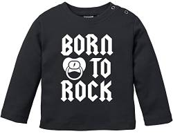 MoonWorks® Baby Langarmshirt Babyshirt Born to Rock Hardrock Heavy Metal Jungen Mädchen Shirt schwarz 80/86 (10-15 Monate) von MoonWorks