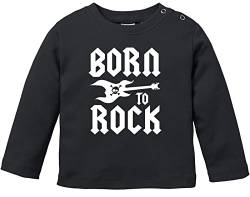 MoonWorks® Baby Langarmshirt Babyshirt Born to Rock Hardrock Heavy Metal Jungen Mädchen Shirt schwarz 92/98 (16-24-Monate) von MoonWorks